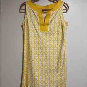 New York & Company Yellow and White Sleeveless Dress